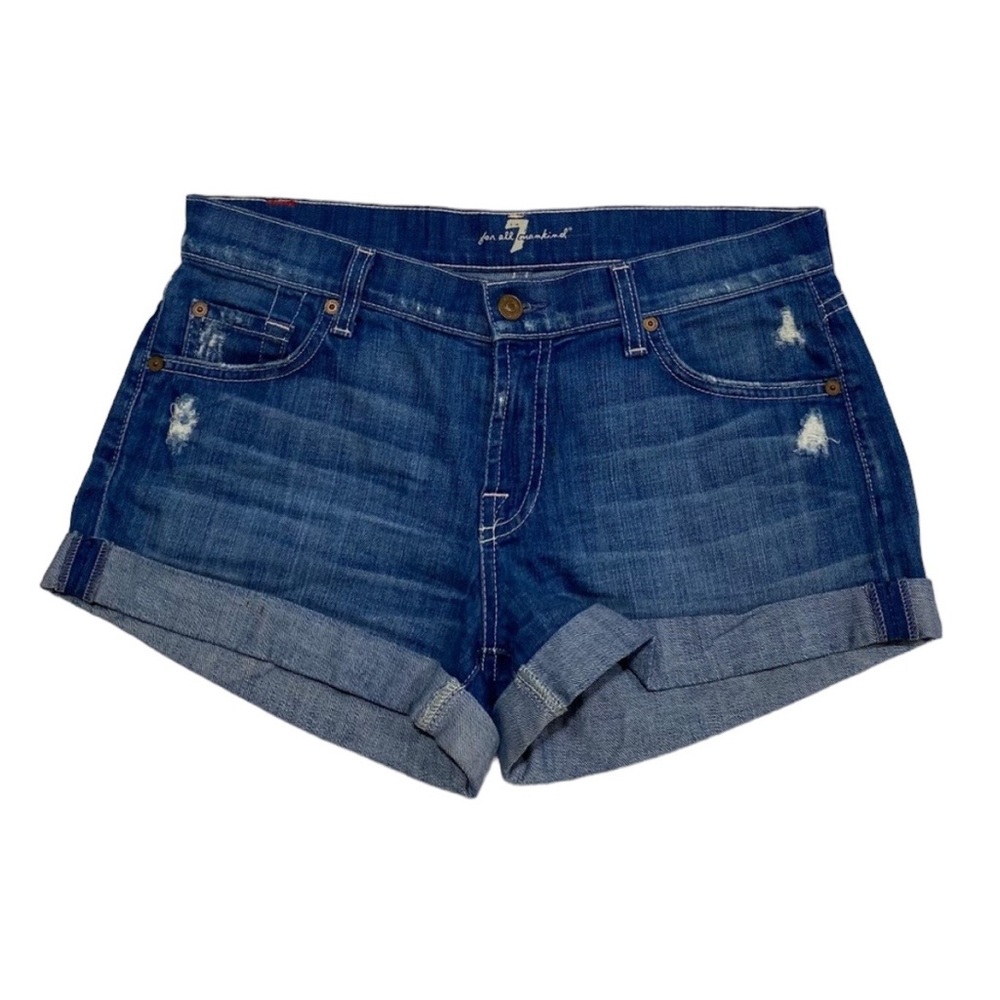 7 For All Mankind Dark Wash Denim Jean Shorts Size 27